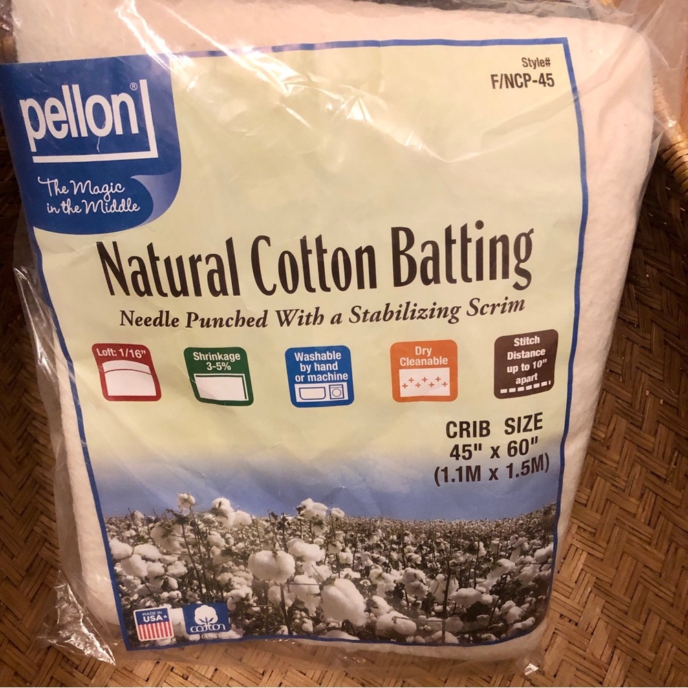 Pellon Nature’s Touch 100% Cotton Batting Crib Size Quilting 45” x 60”